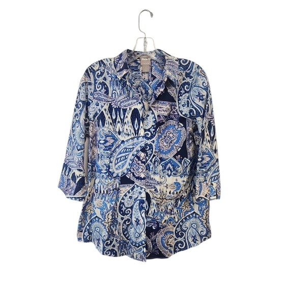Chicos Women's Size 0 Paisley Print 3/4 Sleeve blouse - Picture 5 of 5